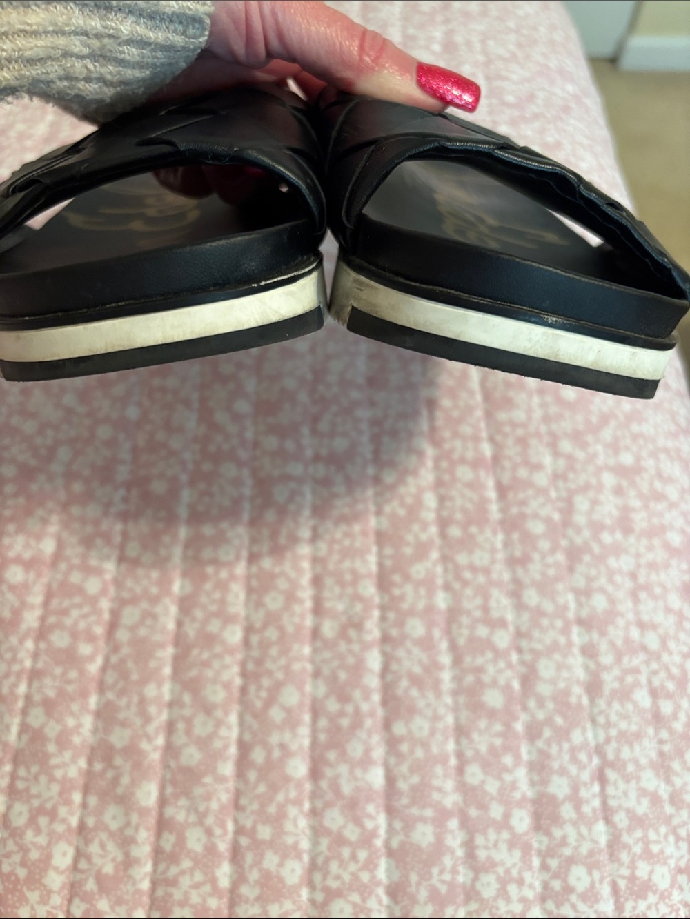 Sam Edelman Black Woven Leather Slide Mules - Picture 2 of 8